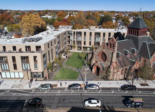 Aerial View Of Community at Saint James Place, Cambridge